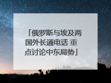 俄罗斯与埃及两国外长通电话 重点讨论中东局势