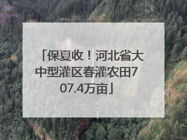 保夏收！河北省大中型灌区春灌农田707.4万亩