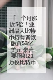 一个月涨近5倍！亚洲最大比特币持有者欲融资53亿美元 豪言要囤积21万枚比特币