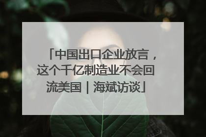 中国出口企业放言，这个千亿制造业不会回流美国｜海斌访谈