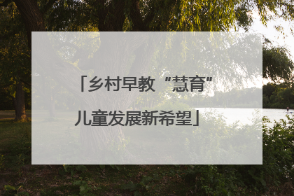 乡村早教“慧育”儿童发展新希望