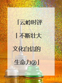 云岭时评丨不断壮大文化自信的生命力②