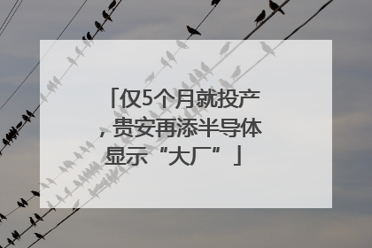 仅5个月就投产，贵安再添半导体显示“大厂”