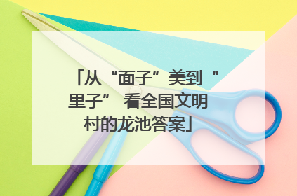 从“面子”美到“里子” 看全国文明村的龙池答案