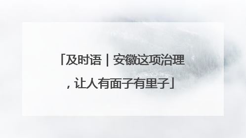 及时语｜安徽这项治理，让人有面子有里子