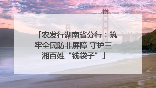 农发行湖南省分行：筑牢全民防非屏障 守护三湘百姓“钱袋子”