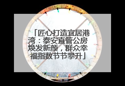 匠心打造宜居港湾：泰安直管公房焕发新颜，群众幸福指数节节攀升