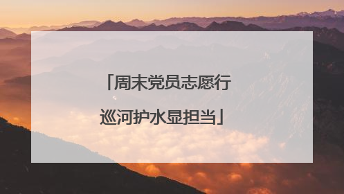 周末党员志愿行 巡河护水显担当
