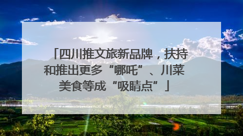 四川推文旅新品牌，扶持和推出更多“哪吒”、川菜美食等成“吸睛点”