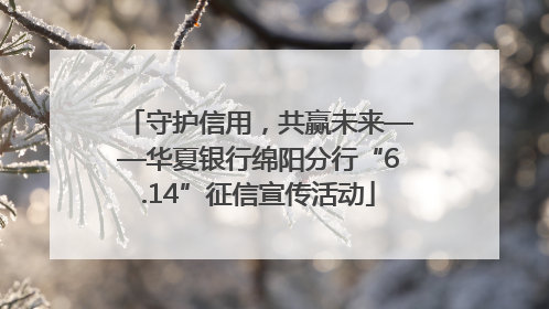 守护信用，共赢未来——华夏银行绵阳分行“6.14”征信宣传活动
