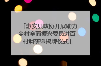惠安县政协开展助力乡村全面振兴委员进百村调研暨揭牌仪式