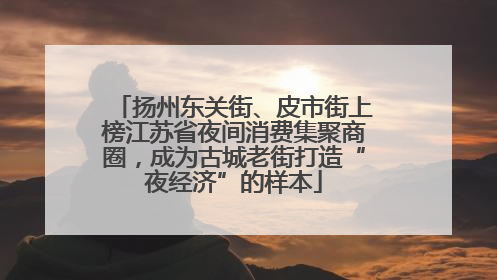 扬州东关街、皮市街上榜江苏省夜间消费集聚商圈，成为古城老街打造“夜经济”的样本