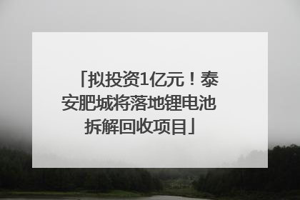 拟投资1亿元！泰安肥城将落地锂电池拆解回收项目