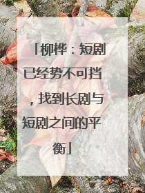 柳桦：短剧已经势不可挡，找到长剧与短剧之间的平衡