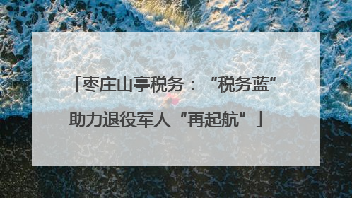 枣庄山亭税务：“税务蓝”助力退役军人“再起航”