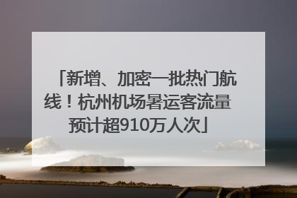 新增、加密一批热门航线！杭州机场暑运客流量预计超910万人次