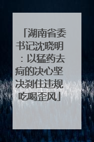 湖南省委书记沈晓明：以猛药去疴的决心坚决刹住违规吃喝歪风