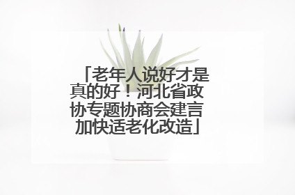 老年人说好才是真的好！河北省政协专题协商会建言加快适老化改造