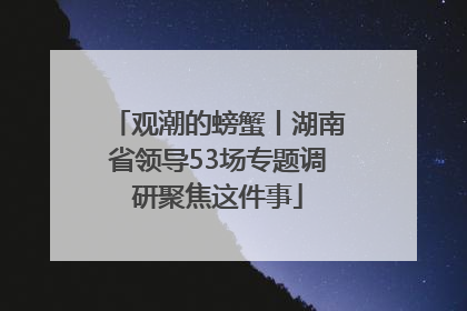观潮的螃蟹丨湖南省领导53场专题调研聚焦这件事