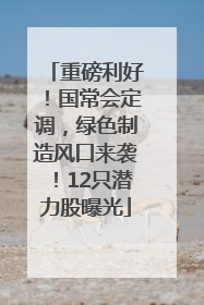 重磅利好！国常会定调，绿色制造风口来袭！12只潜力股曝光