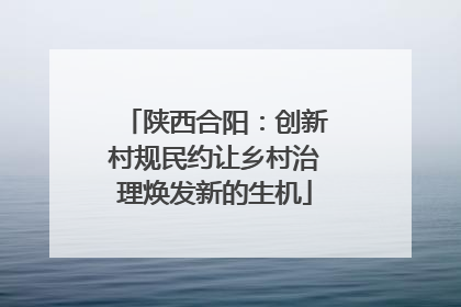 陕西合阳：创新村规民约让乡村治理焕发新的生机