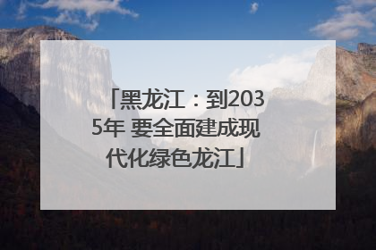 黑龙江：到2035年 要全面建成现代化绿色龙江