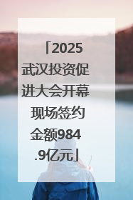 2025武汉投资促进大会开幕 现场签约金额984.9亿元